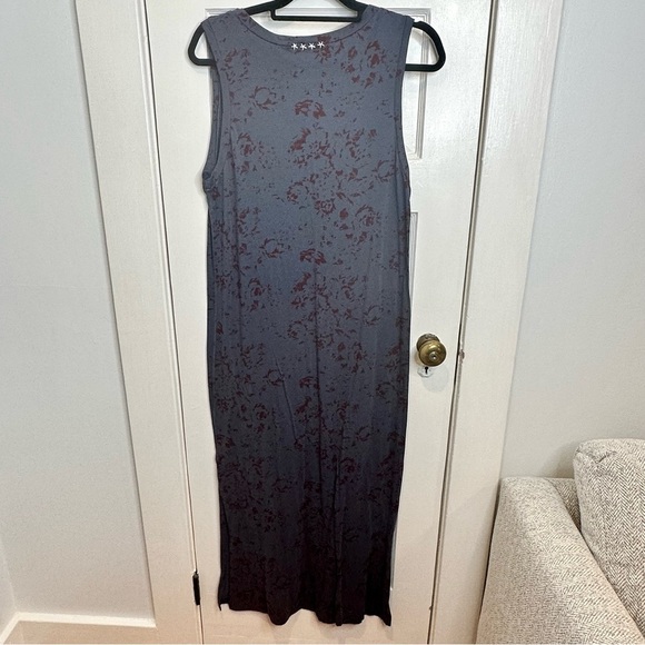 IMRIE ORGANIC COTTON CHARCOAL/BLUE ROSES LONG MUSCLE TANK DRESS SIZE LARGE - Picture 5 of 9
